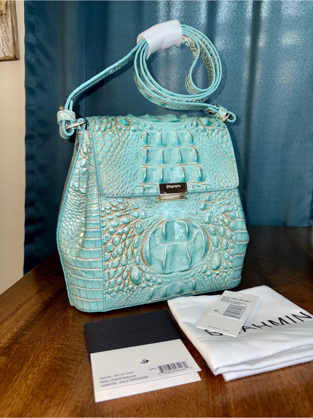 Brahmin NWOT Margo - Waterfall - 3 FULL EYES - Metallic - Gorgeous